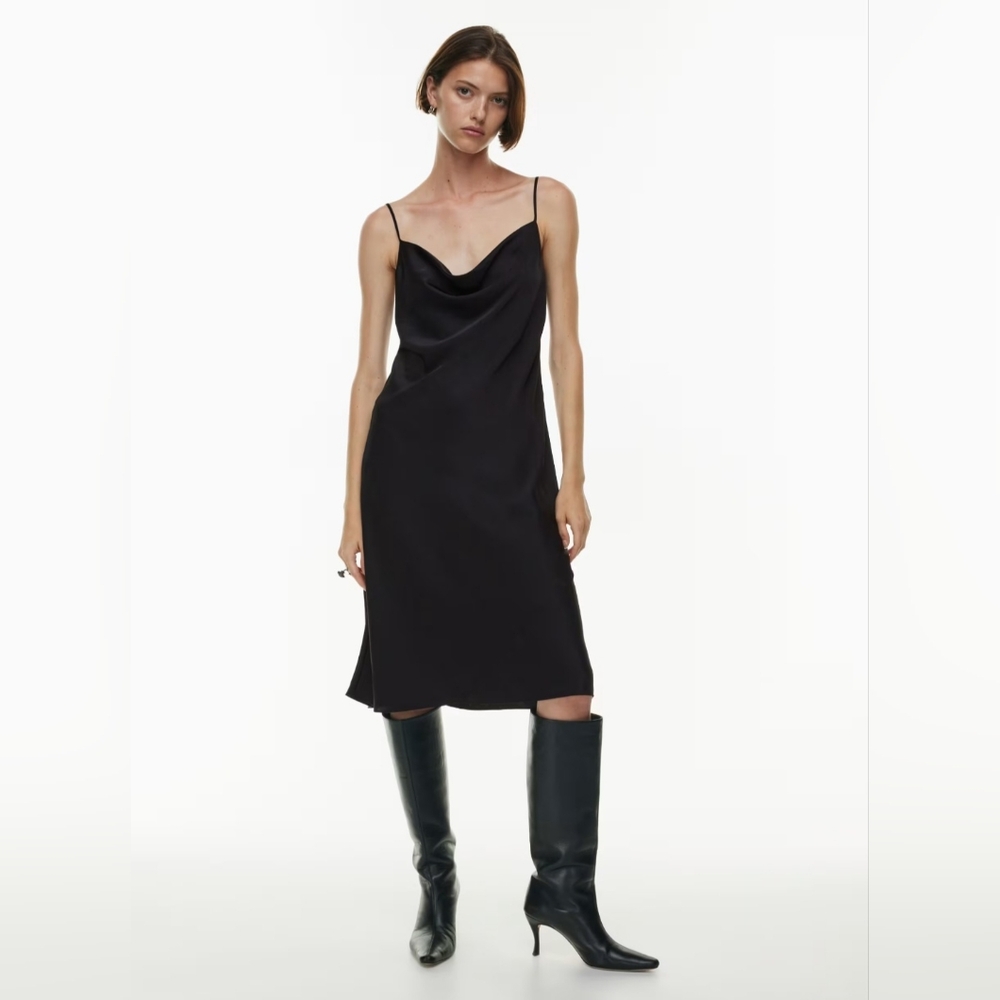 NEW Aritzia Wilfred Only Satin Cowlneck Slip Dress - Picture 4 of 5